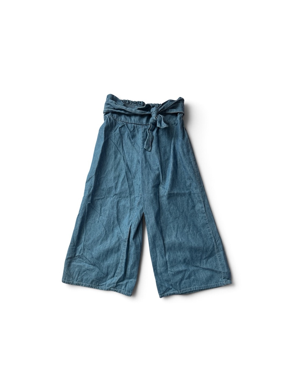 Girls' Blue Wide-Leg Paperbag Waist Pants